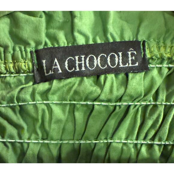 La Chocole Brazilian Designer 2 Piece Green Maxi Dress/Smocked Ruffles Boho‎ Med - Picture 5 of 6